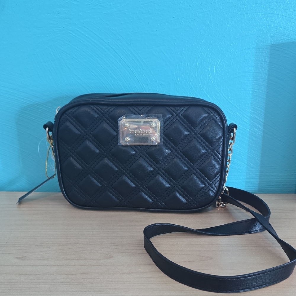 Bebe Quilted Black Crossbody Bag